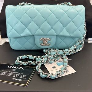 ❗️SOLD❗️💯% Authentic and rare!  Mini Tiffany Blue Chanel Bag